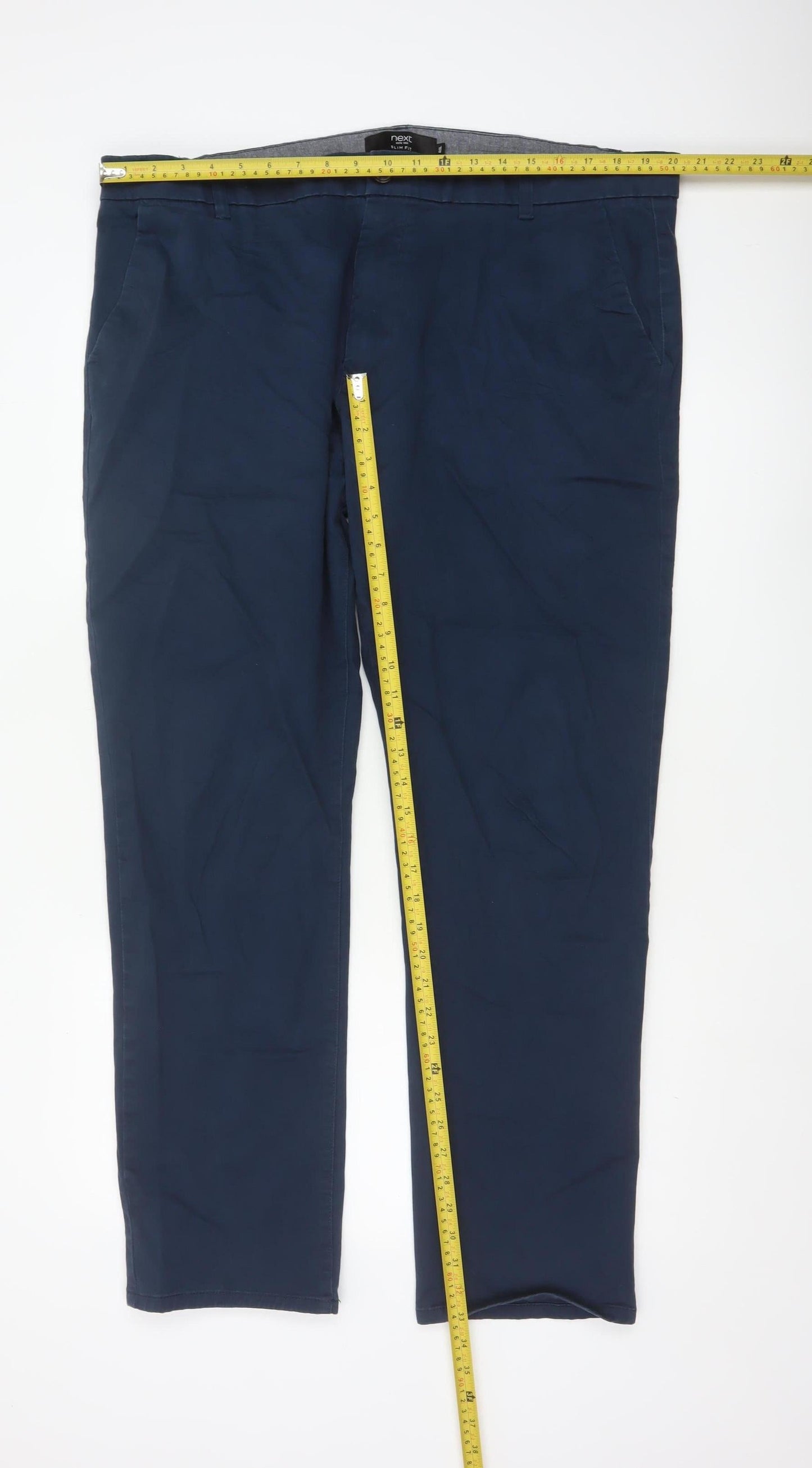 Next Men's Blue Chino Trousers Size L 40in Waist 33in Leg Regular Fit