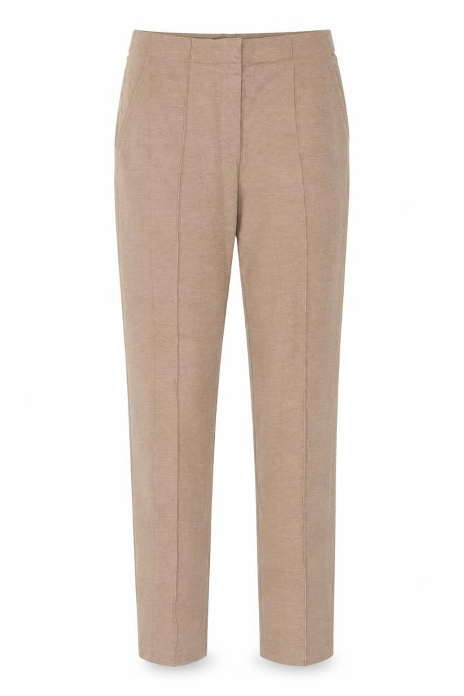Marks and Spencer Womens Beige Regular Viscose Blend Straight Trousers Size 8
