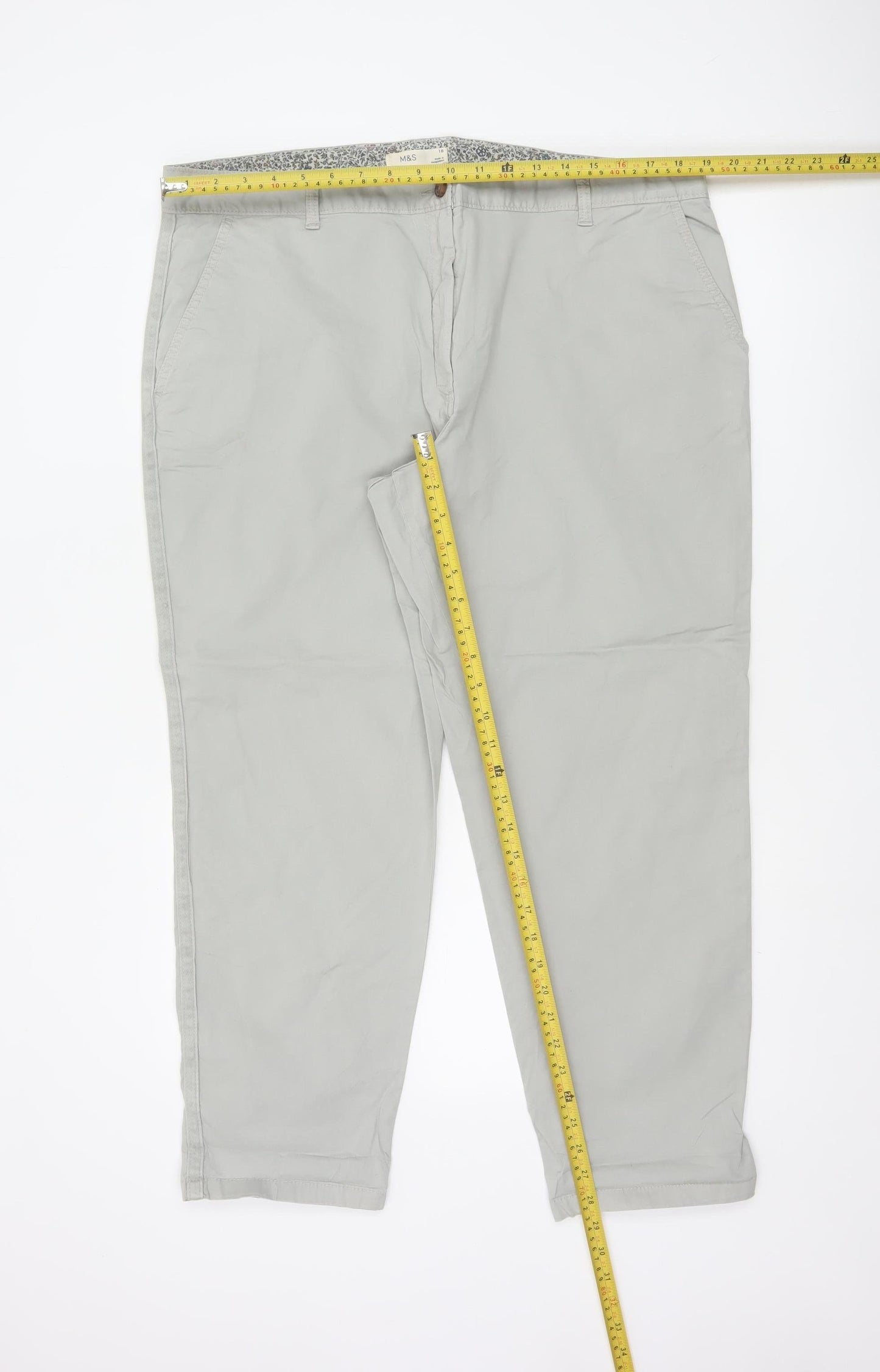 Marks and Spencer Women’s Grey Chino Trousers Size 18 Cotton Blend Casual