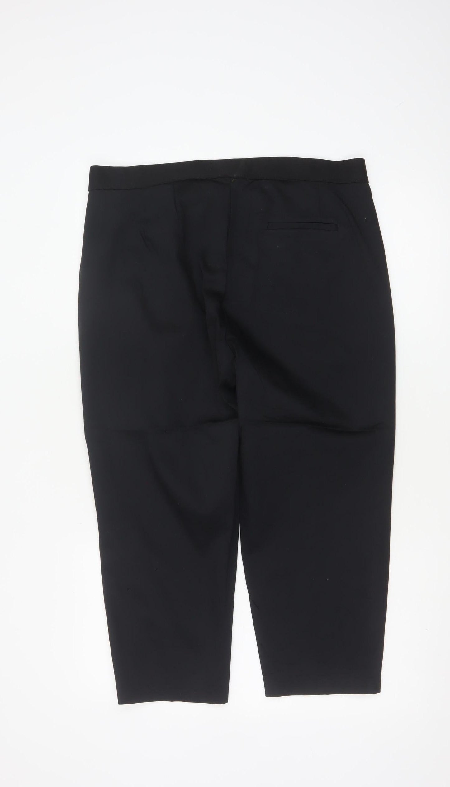 Marks and Spencer Womens Black Size 16 Cropped Cotton Blend Trousers