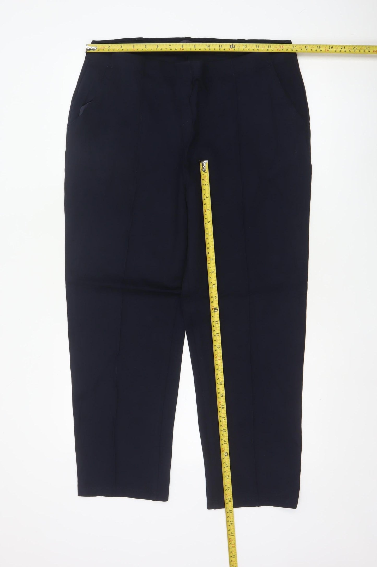 Marks and Spencer Women Dark Navy Trousers Size 18 Regular Viscose Blend