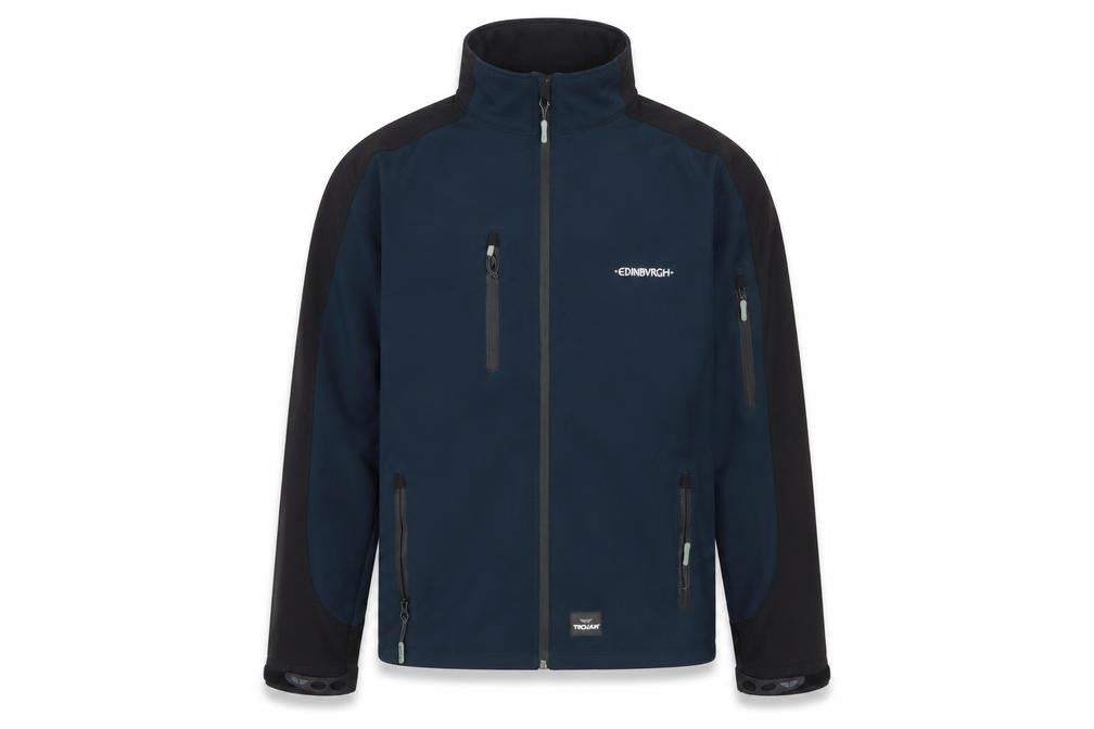 TROJAN Men's Blue Soft Shell Jacket L Water Resistant Outdoor