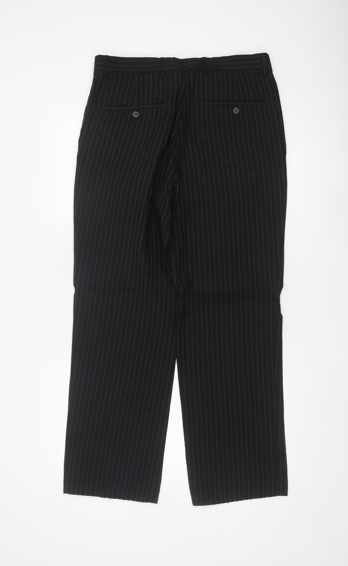Jeff Banks Men's Black Pinstripe Wool Dress Pants 32in Waist