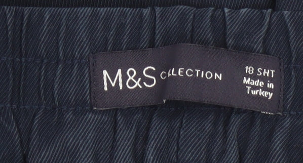Marks and Spencer Women’s Navy Linen Blend Ankle Trousers Size 18 Short