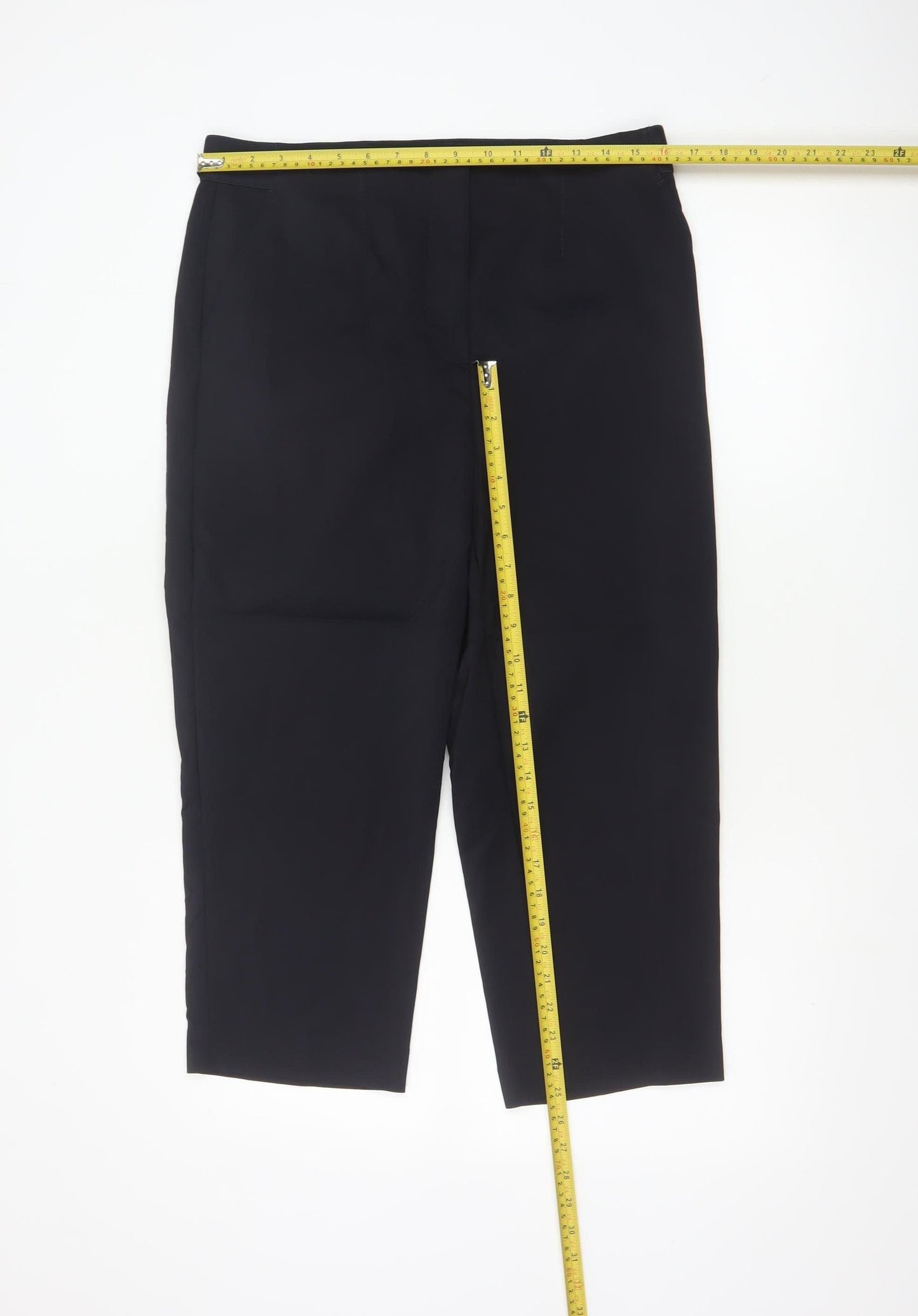 Marks and Spencer Womens Black Size 14 Cropped Stretch Trousers