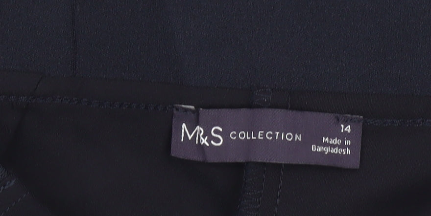 Marks and Spencer Womens Black Size 14 Cropped Stretch Trousers