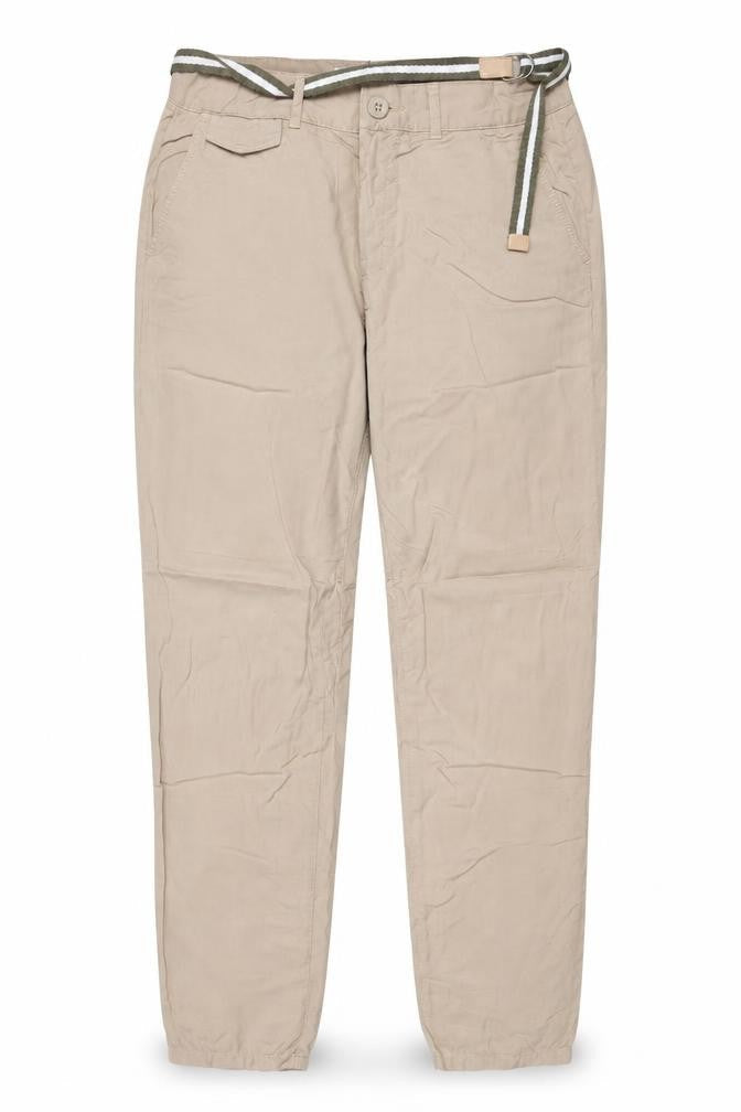 Zara Women’s Beige Lyocell Chino Trousers Size 8 Belted Lightweight