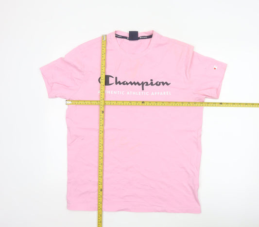 Champion Men's Pink Graphic Logo T-Shirt Size L Regular Fit
