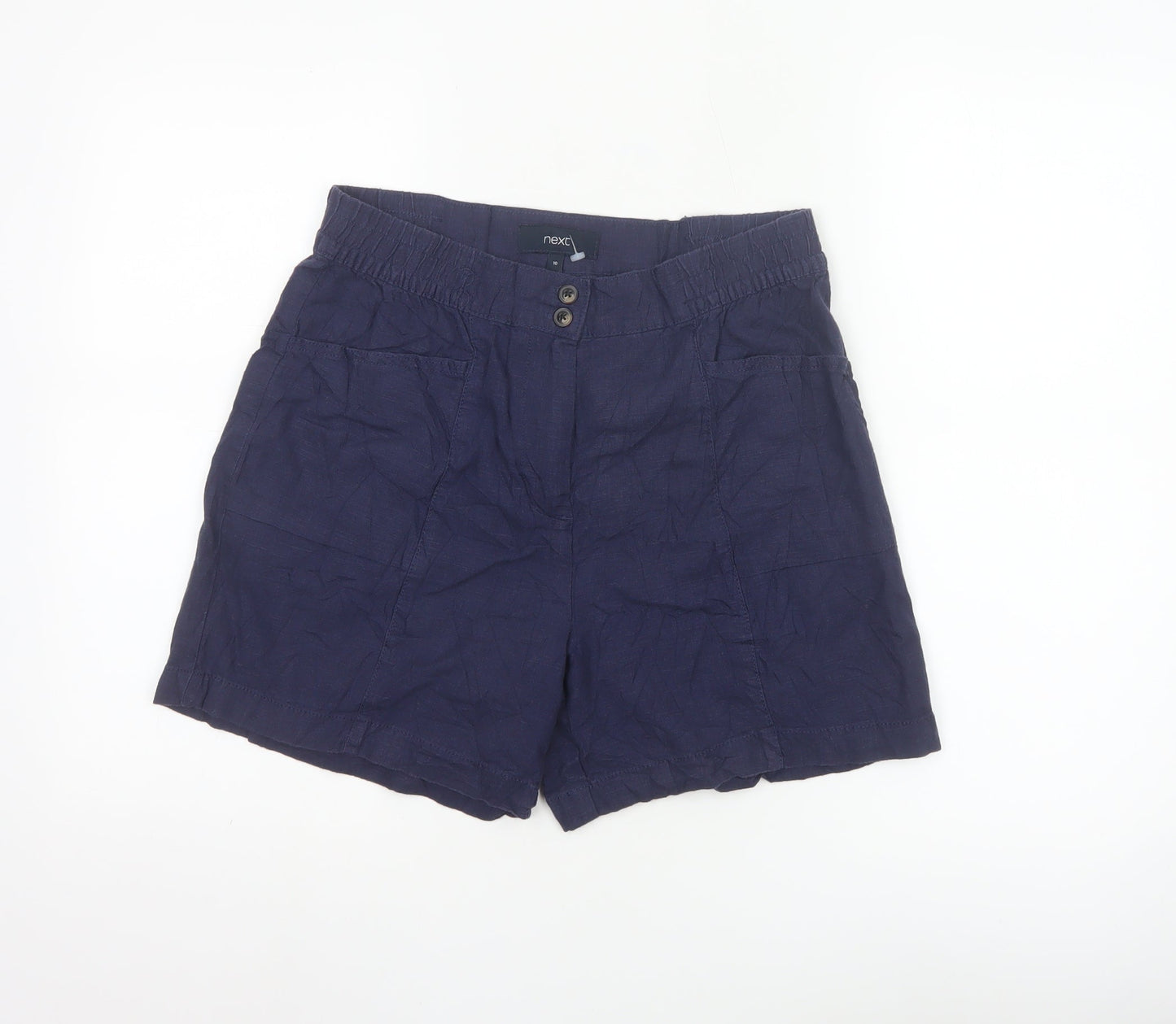 Next Women Blue Linen Blend Chino Shorts Size 10