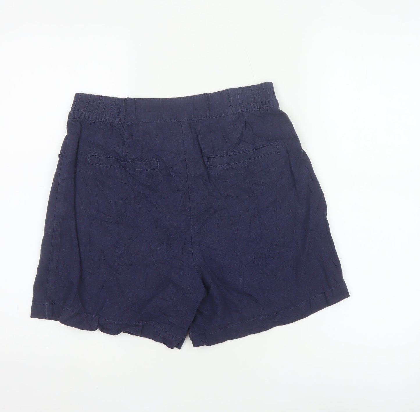 Next Women Blue Linen Blend Chino Shorts Size 10