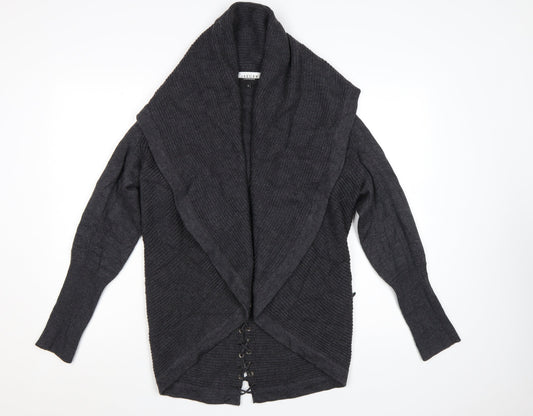 Jaeger Women Grey Wool Long Sleeve Open Cardigan M
