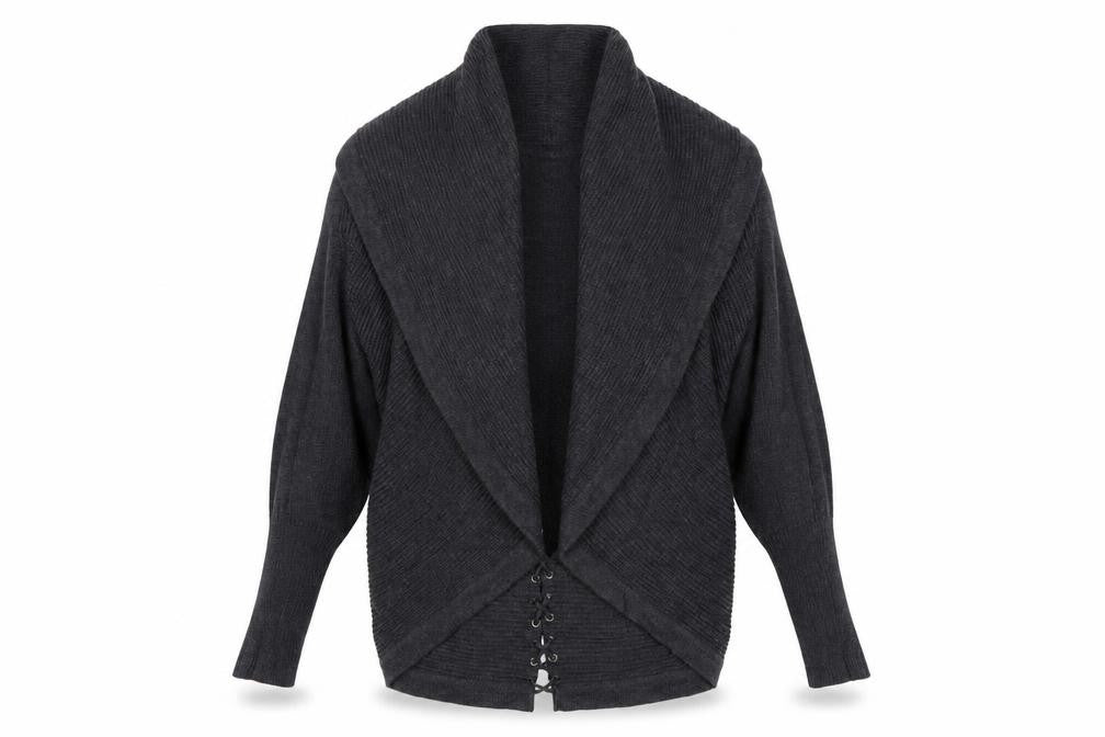 Jaeger Women Grey Wool Long Sleeve Open Cardigan M