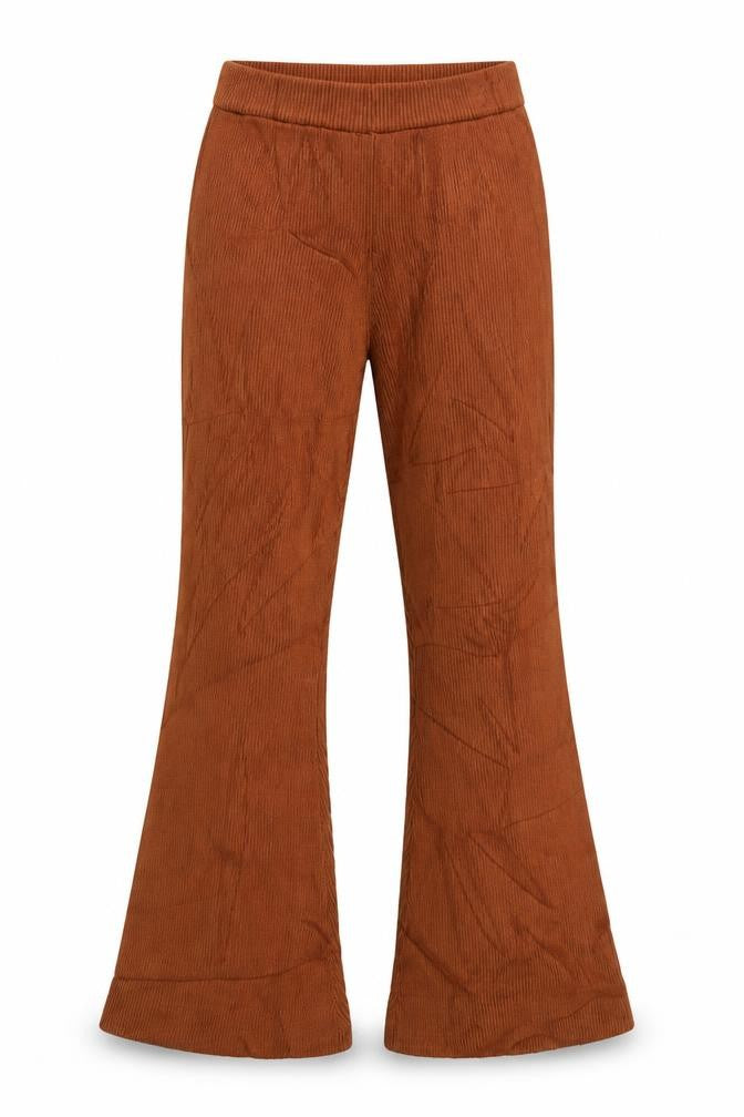 Jaspal Women Brown Ribbed Flared Trousers Size S Viscose Blend