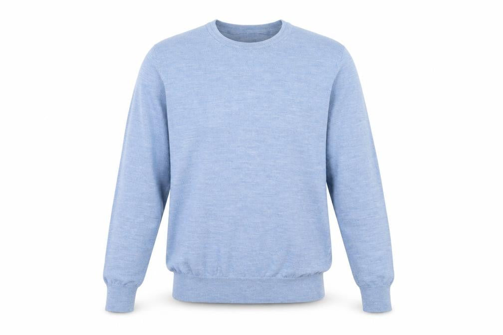 Savile Row Company Mens Blue Merino Blend Crew Neck Jumper M