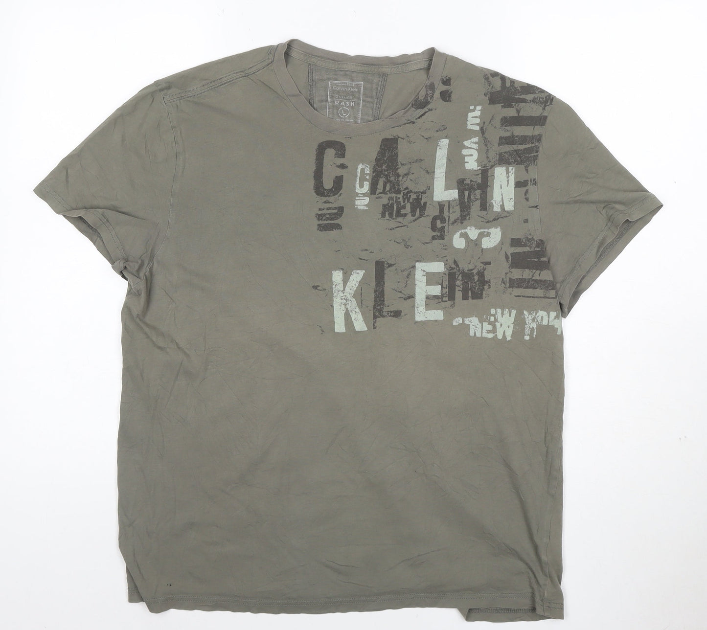 Calvin Klein Men's Green Graphic Print Short Sleeve T-Shirt L