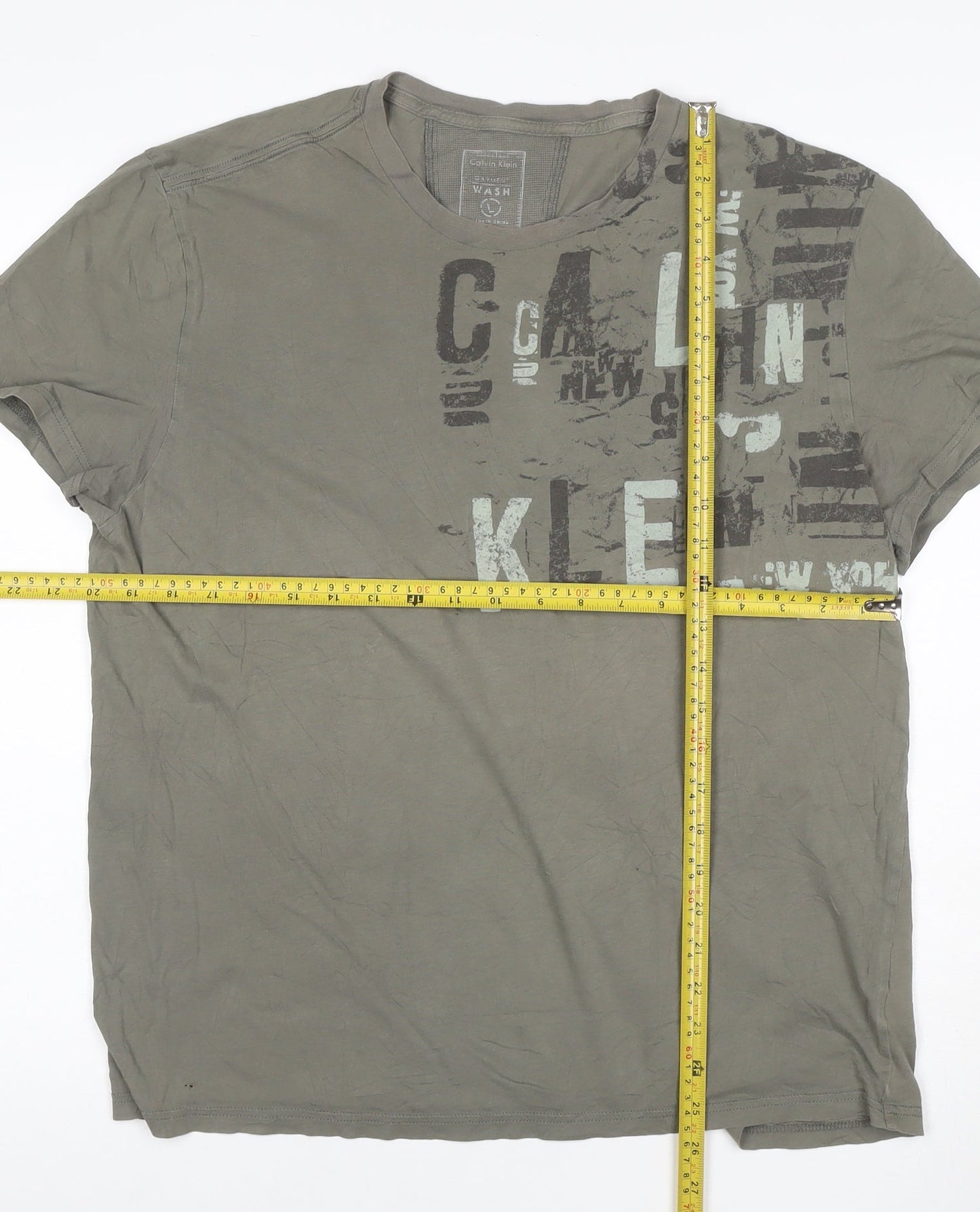 Calvin Klein Men's Green Graphic Print Short Sleeve T-Shirt L