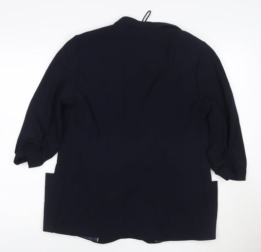 Marks and Spencer Womens Blue Size 12 Shawl Blazer Jacket
