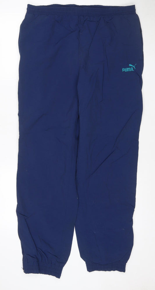Puma Mens Blue Track Pants L Lightweight Woven Sports Trousers