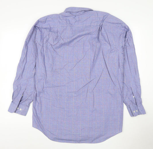 Nautica Men's Blue Check 15.5 Button-Down Long Sleeve Cotton Shirt