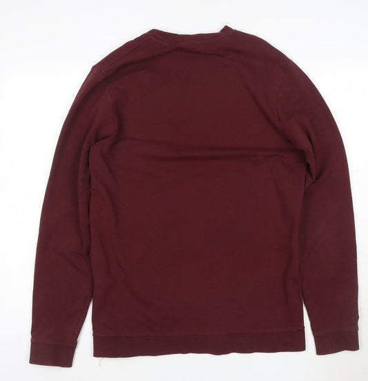 Jack & Jones Men's Red Crew Neck Long Sleeve Pullover Sweatshirt S