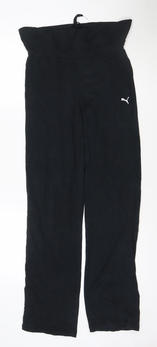 Puma Womens Black Size 8 Track Pants Elastic Waist Activewear