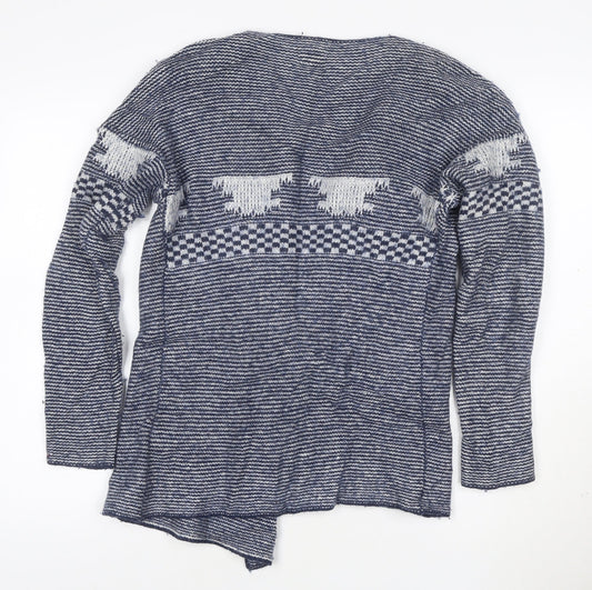 Tommy Hilfiger Women's Blue Striped Open Knit Cardigan Medium