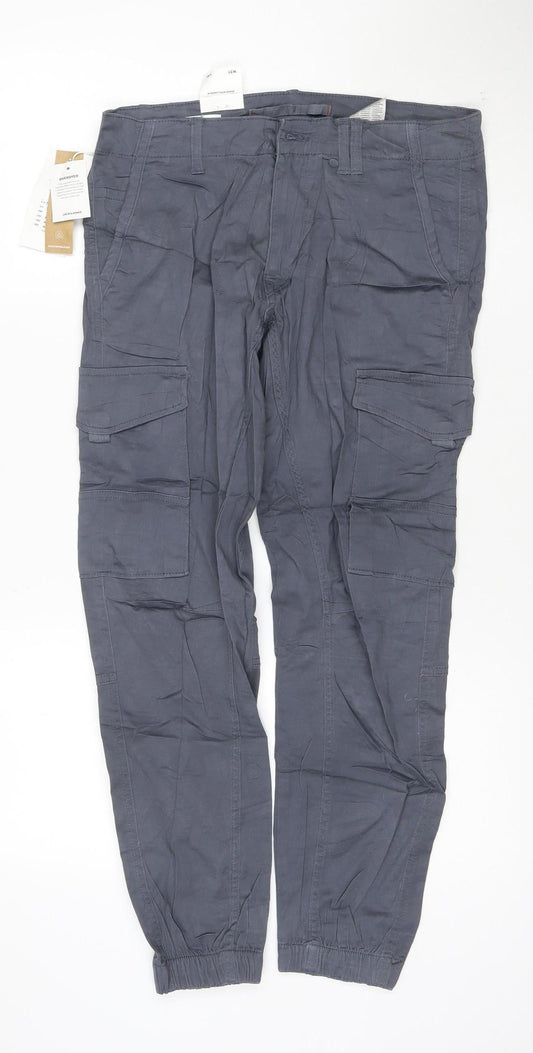 Jack & Jones Men's Grey Tapered Paul Cargo Jeans W31 L30