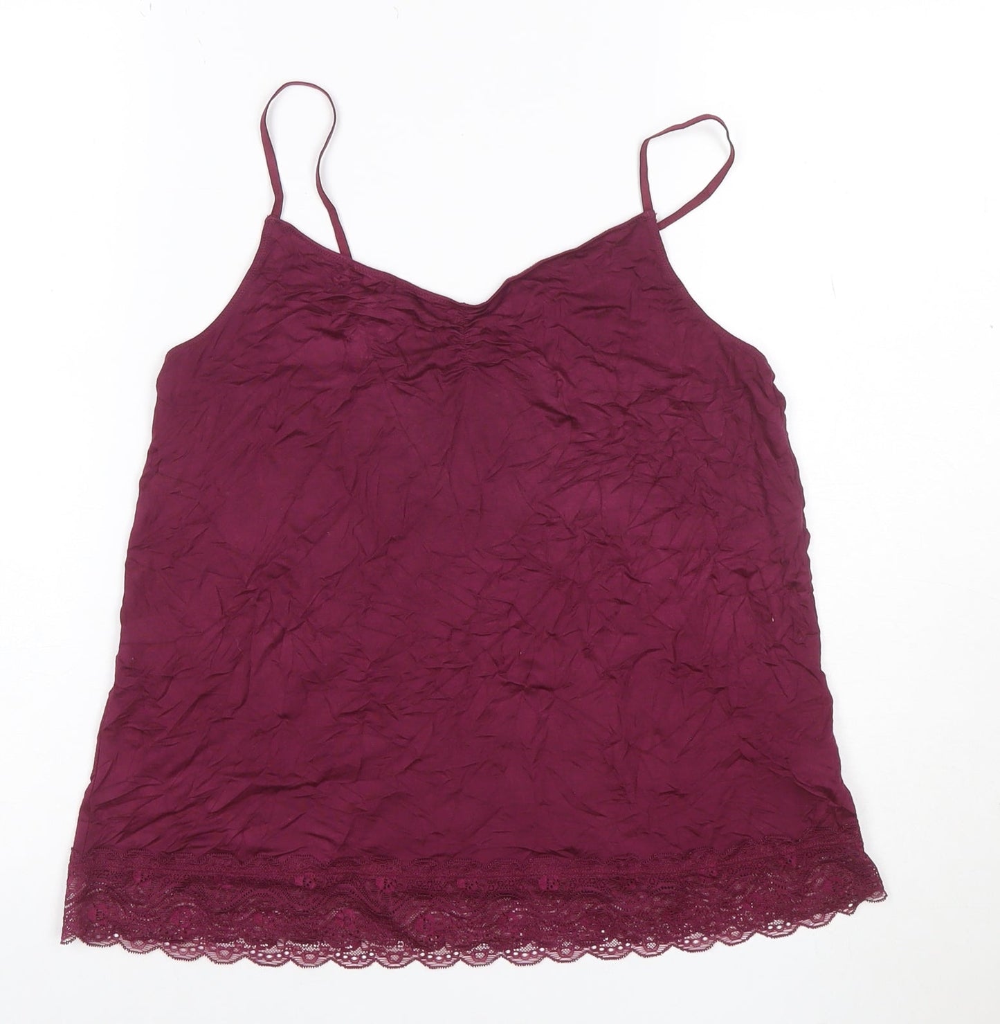 Patra Women Purple Lace Trim Modal Camisole Tank Top M