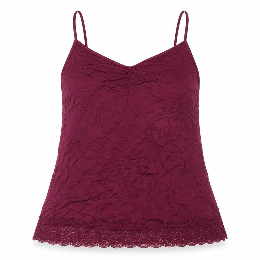 Patra Women Purple Lace Trim Modal Camisole Tank Top M