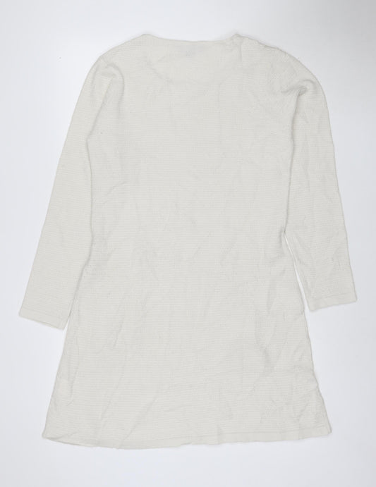 Mountain Warehouse Women Ivory Knit Shift Dress Size 14 Long Sleeve