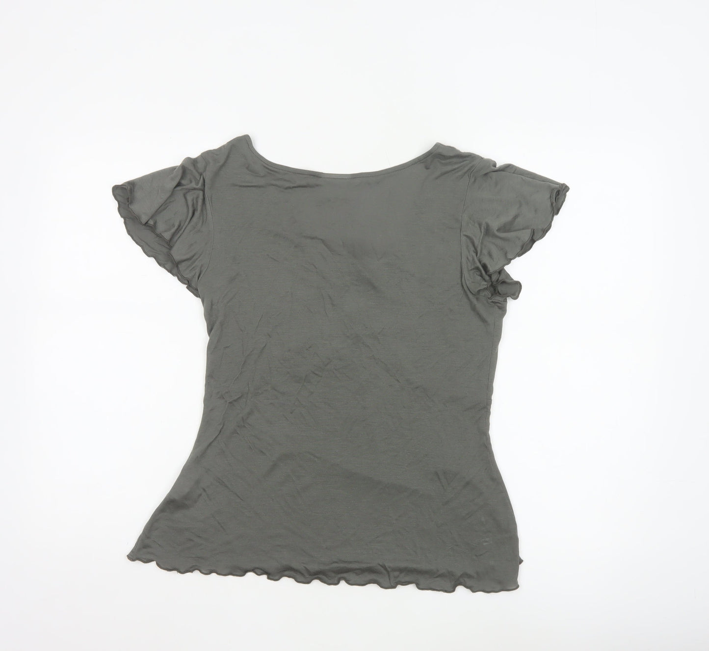 Next Women Grey V-Neck Beaded Tie Tunic Blouse Size 14