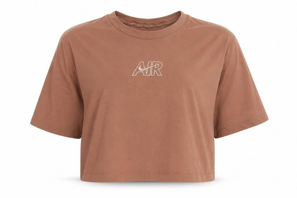 Nike Women's Brown Cropped Slim Fit Air T-Shirt XL
