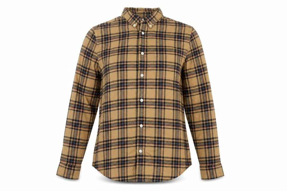 Burton Menswear Unisex Beige Plaid Flannel Button-Up Shirt M