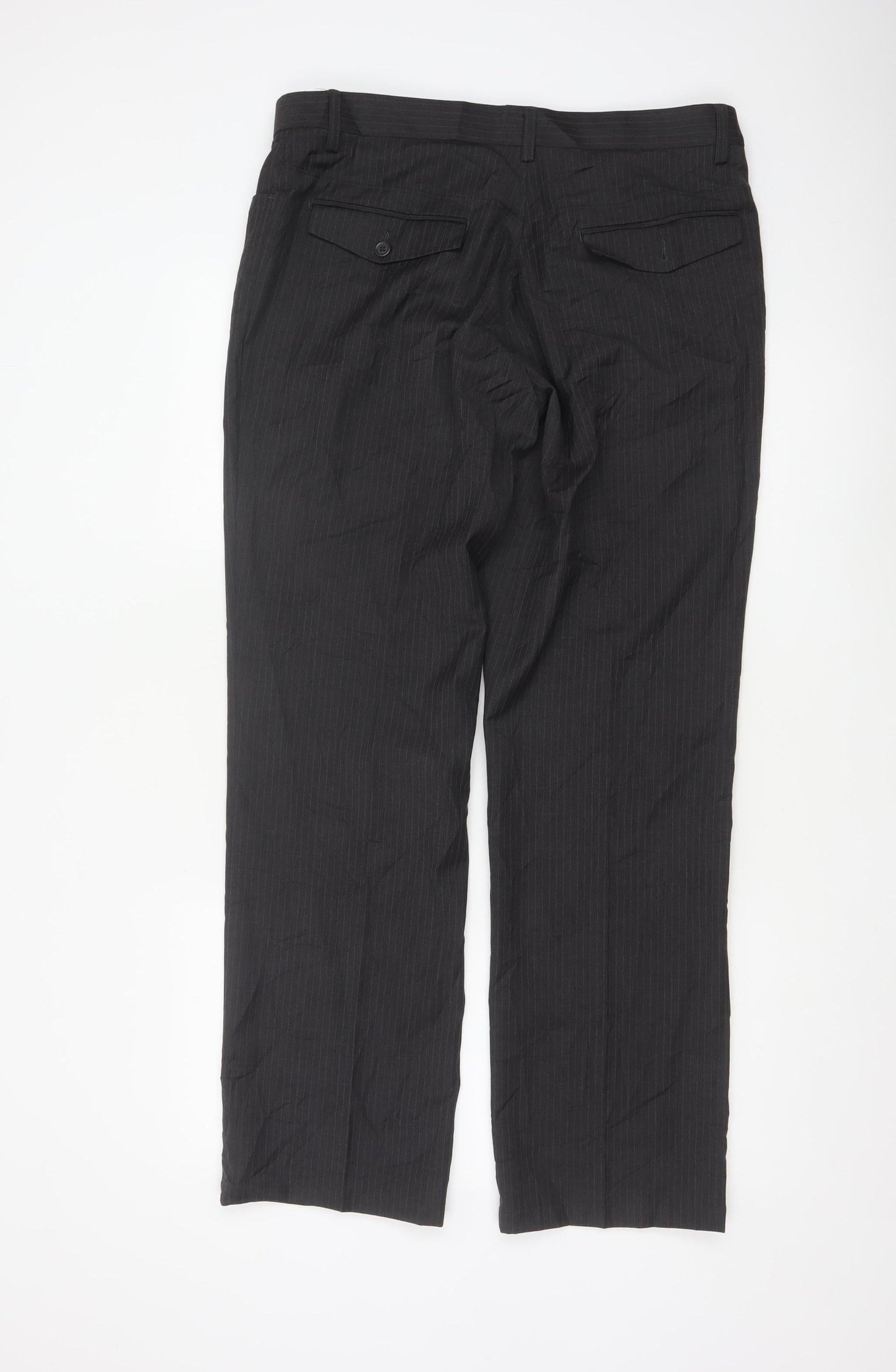 Next Men's Black Pinstripe Dress Pants Size 34R Regular Fit