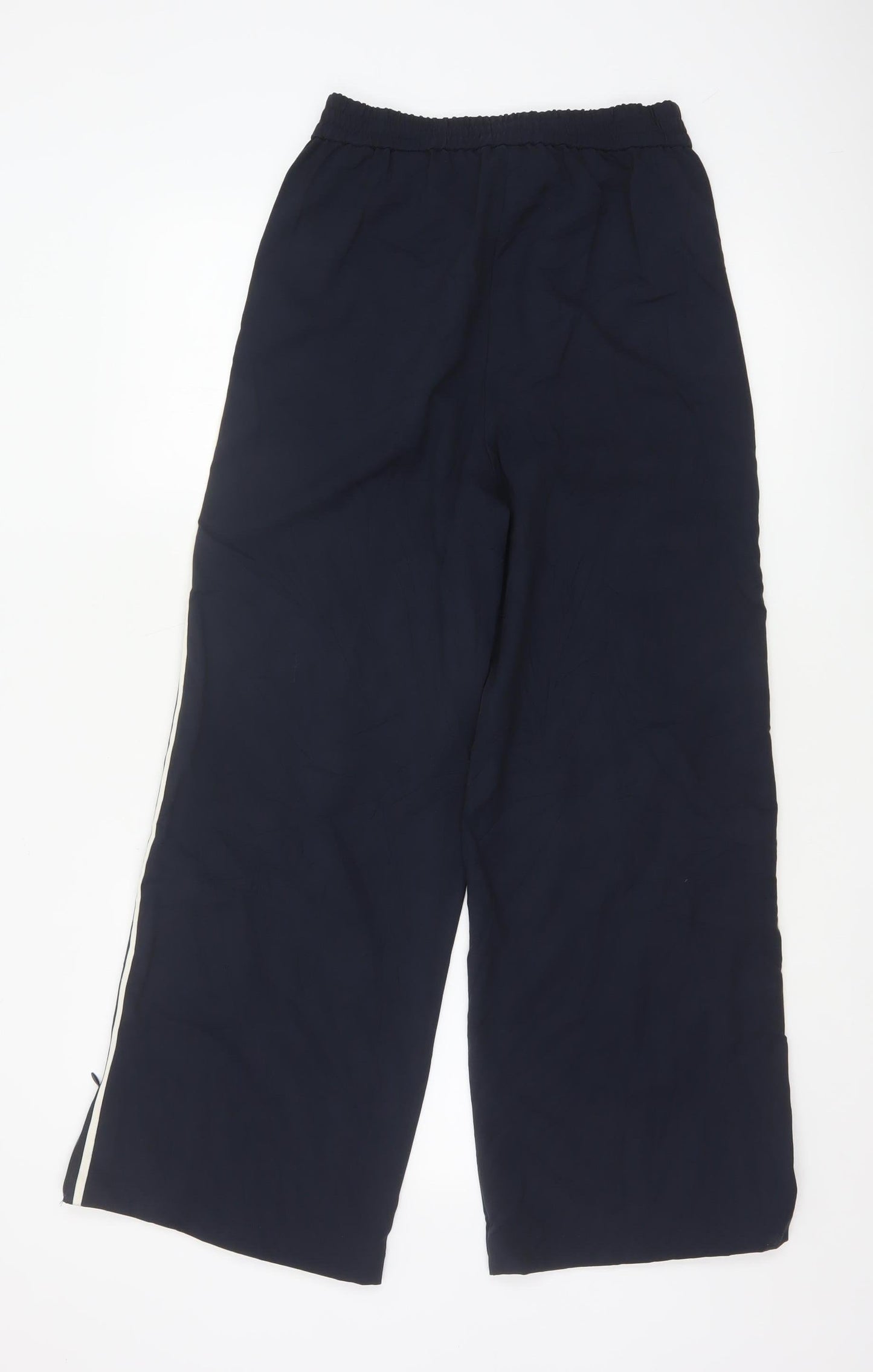 Marks and Spencer Womens Navy Wide-Leg Trousers Size 10 Long