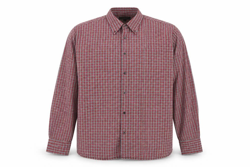 Next Men's Red Check Long Sleeve Button-Up Shirt Size L
