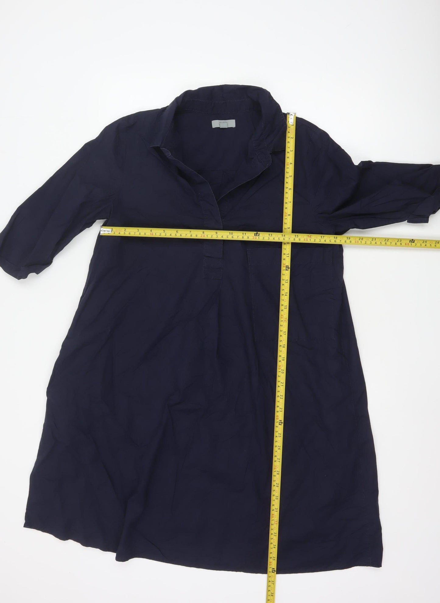 COS Women Blue Cotton Collared Shirt Dress Size 10