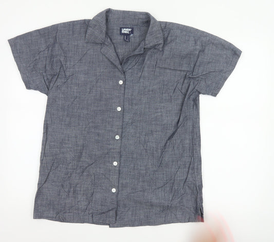 Lands' End Women's Blue Cotton Chambray Button-Up Shirt S