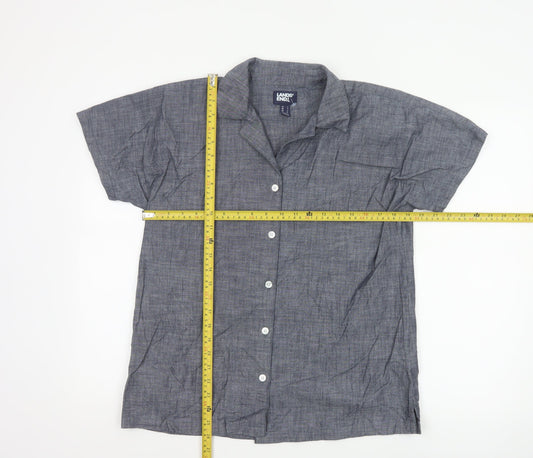 Lands' End Women's Blue Cotton Chambray Button-Up Shirt S
