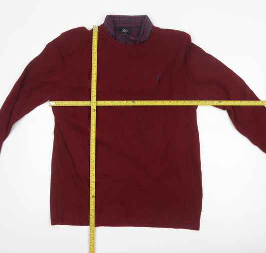 Next Men's Red Cotton Knit Crew Neck Pullover Jumper XL