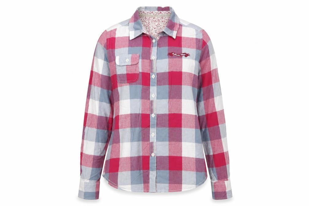 Next Women Red Check Long Sleeve Cotton Button-Up Shirt Size 14