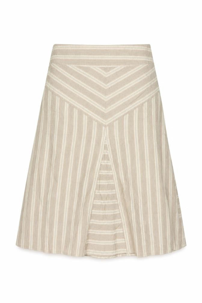 Marks and Spencer Beige Striped Linen Blend A-Line Skirt UK 12