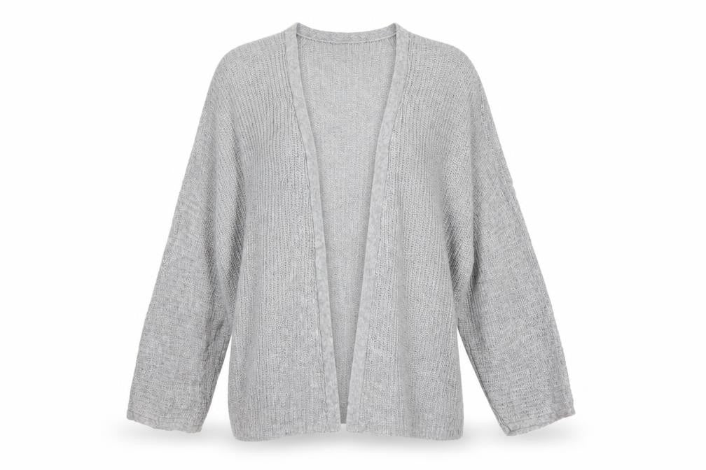 Pull & Bear Women Grey Chunky Knit Open Cardigan Size 12