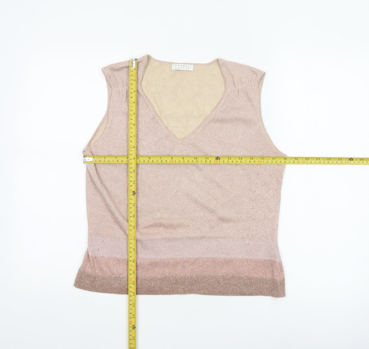 Precis Petite Women Beige L Knit V-Neck Sleeveless Camisole Top