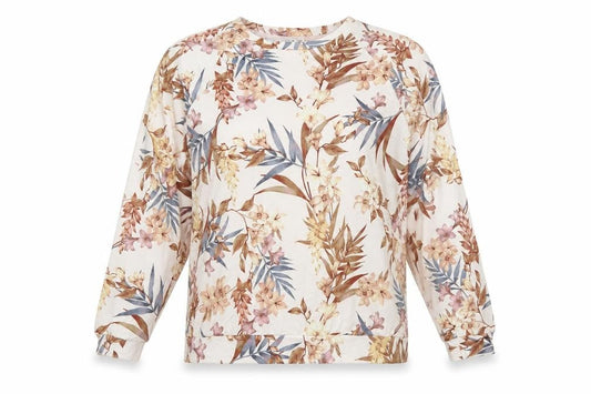 Jeff & Co Women's Beige Floral Long Sleeve Jersey Nightshirt Size 10-12