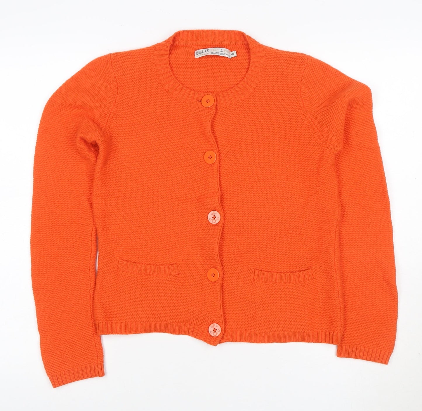 Seasalt Cornwall Women’s Orange Cardigan UK 8 Merino Wool Knit