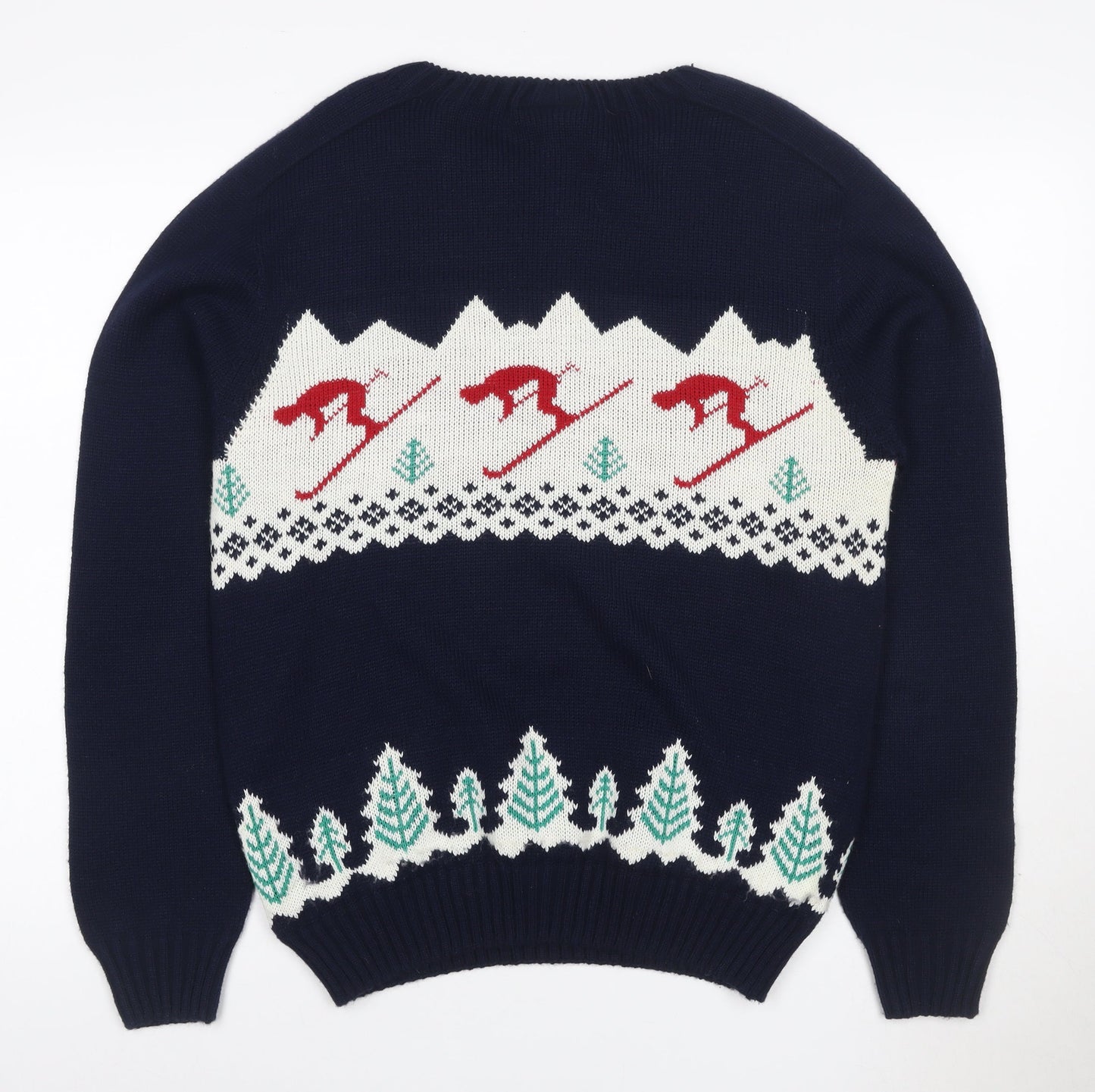 Sweater Shop Women Blue Ski Fair Isle Acrylic Jumper M