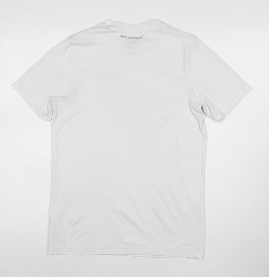 New Balance Mens White M Athletic Football Graphic T-Shirt