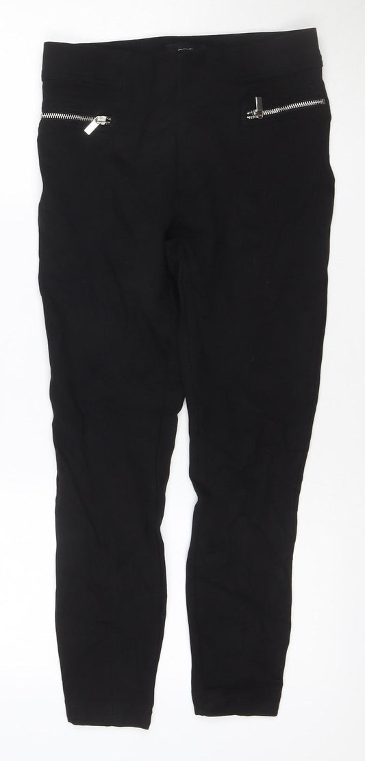 Next Women's Black Mid Rise Zip Detail Stretch Leggings Size 10