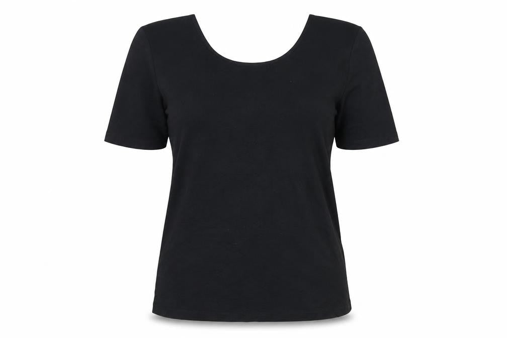 Warehouse Women’s Black Size 14 Scoop Neck Cotton Stretch T-Shirt
